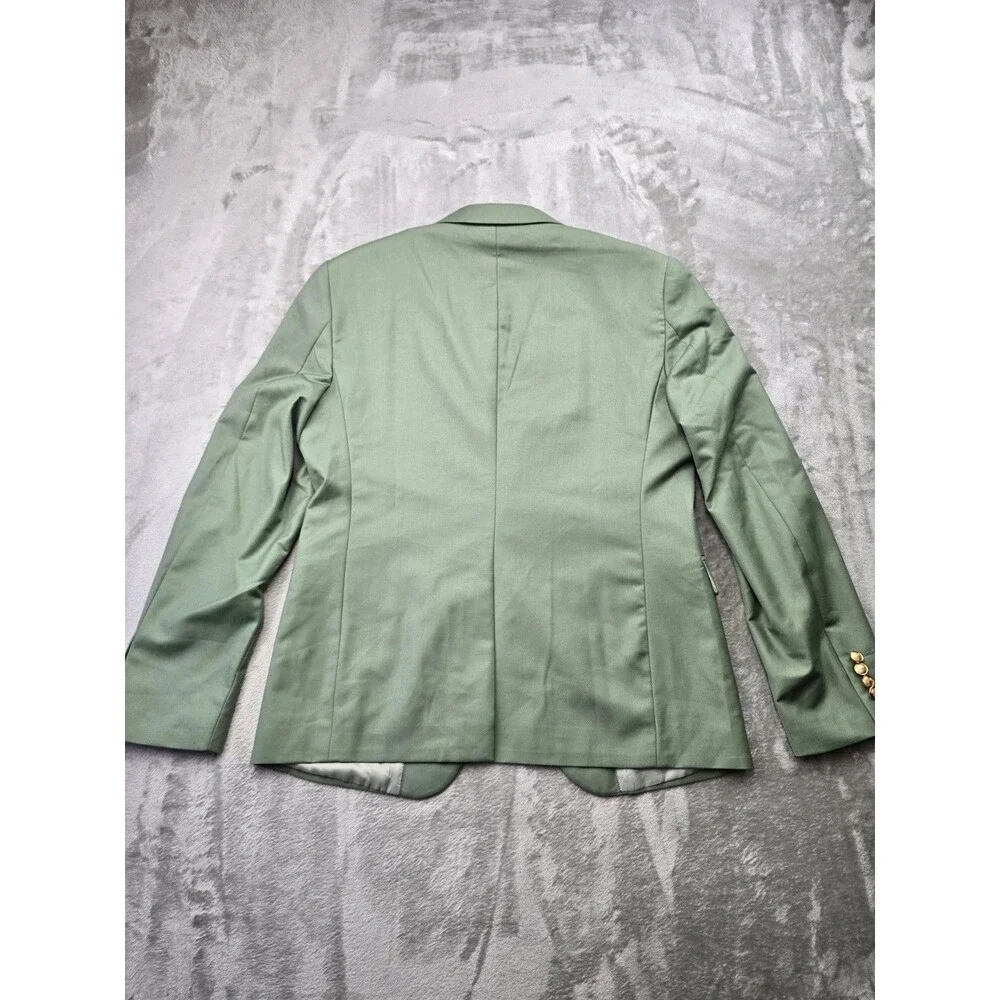 AO YAN Men Slim Fit Blazer Sage Dusty Green Gold Buttons Suit Jacket Size M NWT